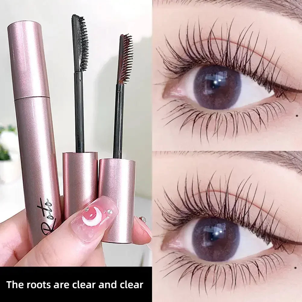 Máscara de pestañas mate de fibra de seda, maquillaje, cepillo ultrafino, alarga las pestañas, resistente al agua, de secado rápido, marrón, negro, rizador, cosmético